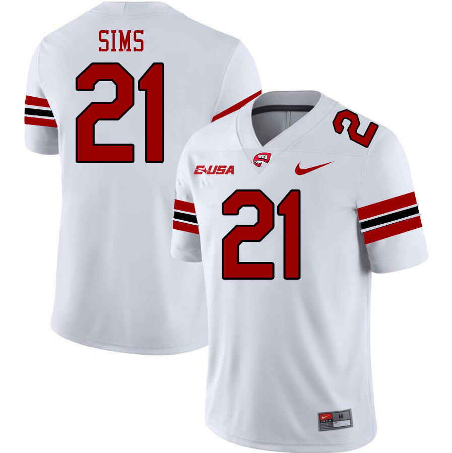 Western Kentucky Hilltoppers #21 Marvin Sims College Football Jerseys Stitched Sale-White